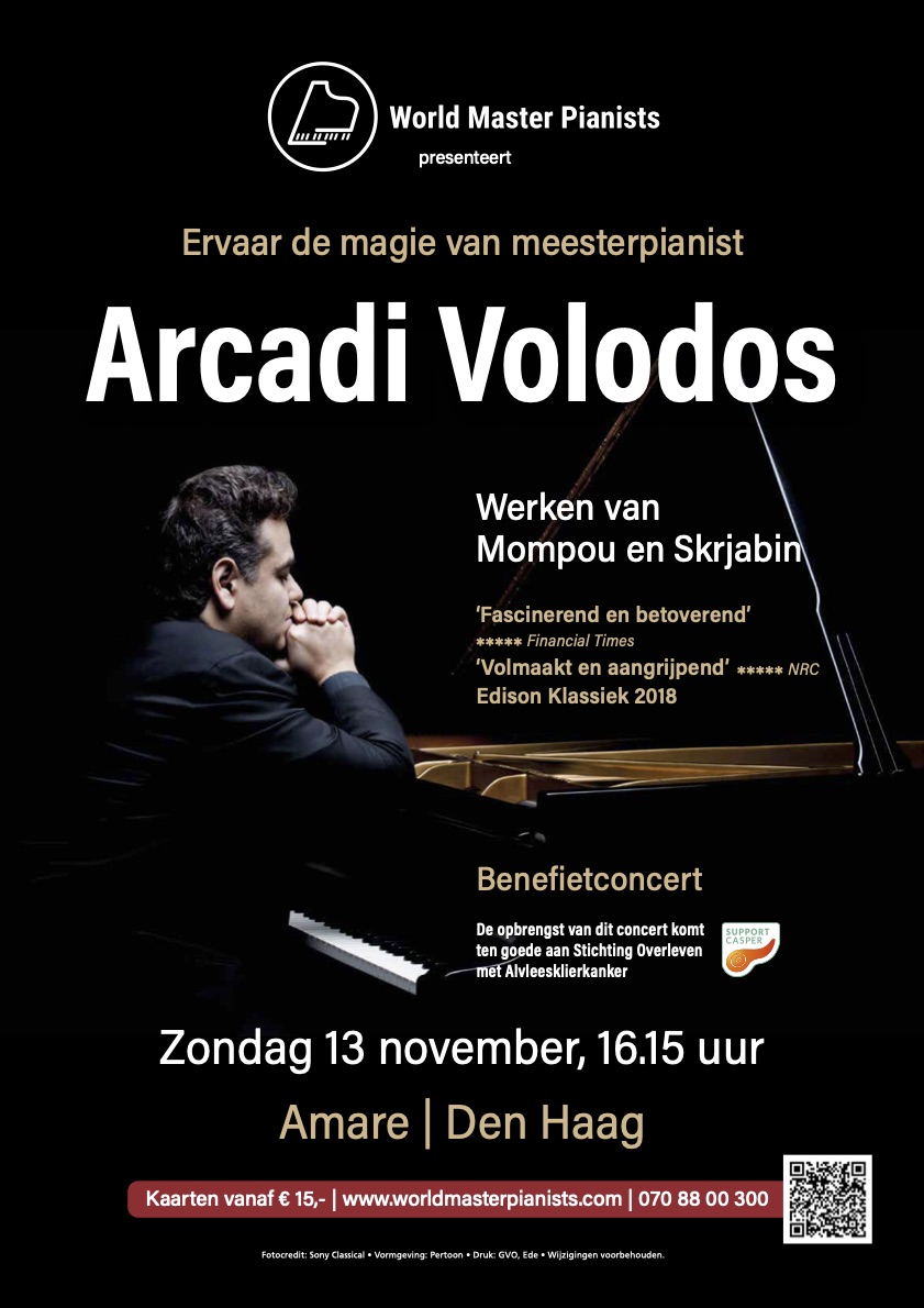BENEFIETCONCERT Arcadi Volodos voor Support Casper brengt ode aan Alicia de Larrocha<br>Zondag 13 november, 16.15 uur, Amare - Den Haag